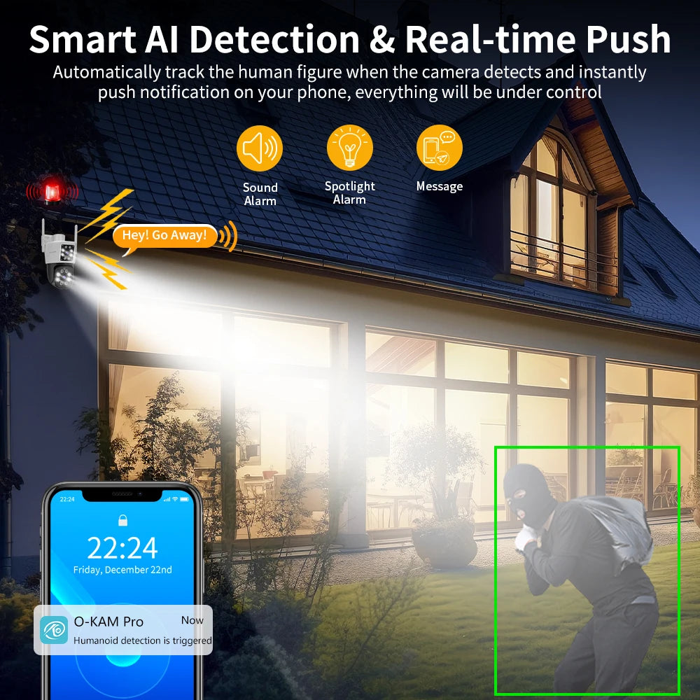 VSTARCAM Dual Lens Security Camera Outdoor, 1080P, Starlight Color Night Vision, Pan/Tilt, Light & Siren Alarm, 2-Way Audio