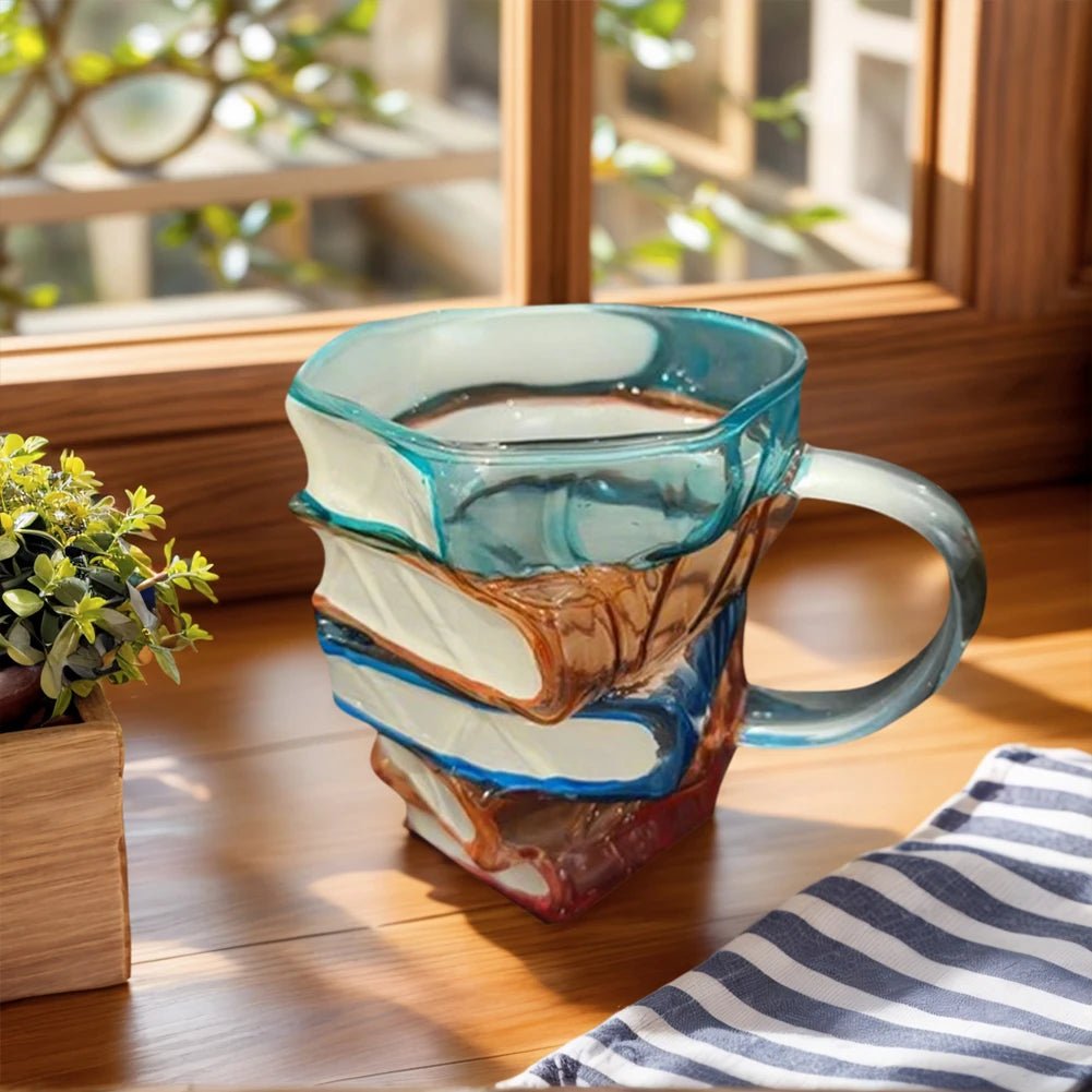Novelty 3D Painted Books Coffee Mug Creative Drinking Cup Tea Cup Collection Gifts for Literature Lovers