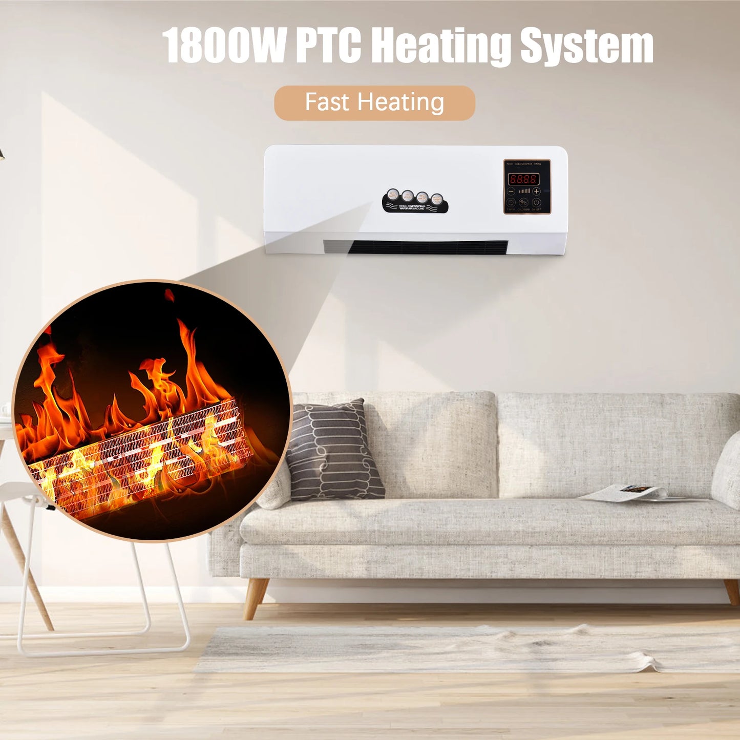 2-in-1 Air Conditioner Heater and Fan Combo Timing Wall Mounted Electric Fan and Space Heater Remote Control for Dormitory Home - TrendForce25