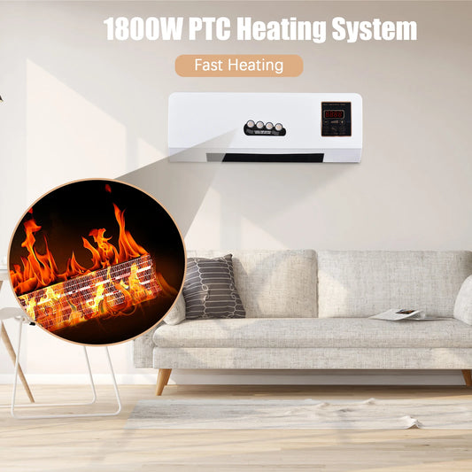 2-in-1 Air Conditioner Heater and Fan Combo Timing Wall Mounted Electric Fan and Space Heater Remote Control for Dormitory Home - TrendForce25