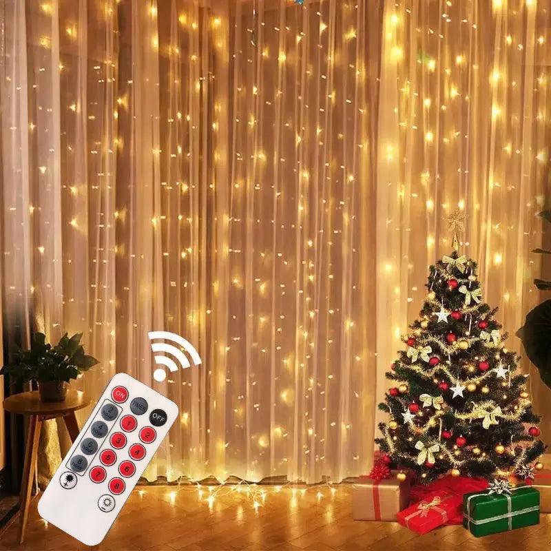 Curtain Light for Party/Wedding/Festival/Christmas,Window Blinking String Light for Bedroom/Living Room,USB Plug with 8 Modes - TrendForce25