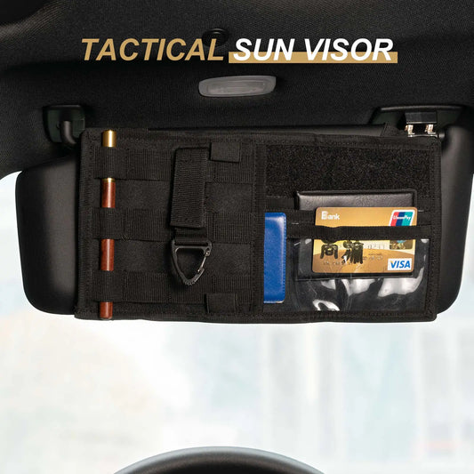 Tactical MOLLE Vehicle Visor Panel EDC Tool Pouch CD Storage Bag Truck Van Car Sun Visor Organizer Auto Gear Accessories Holder