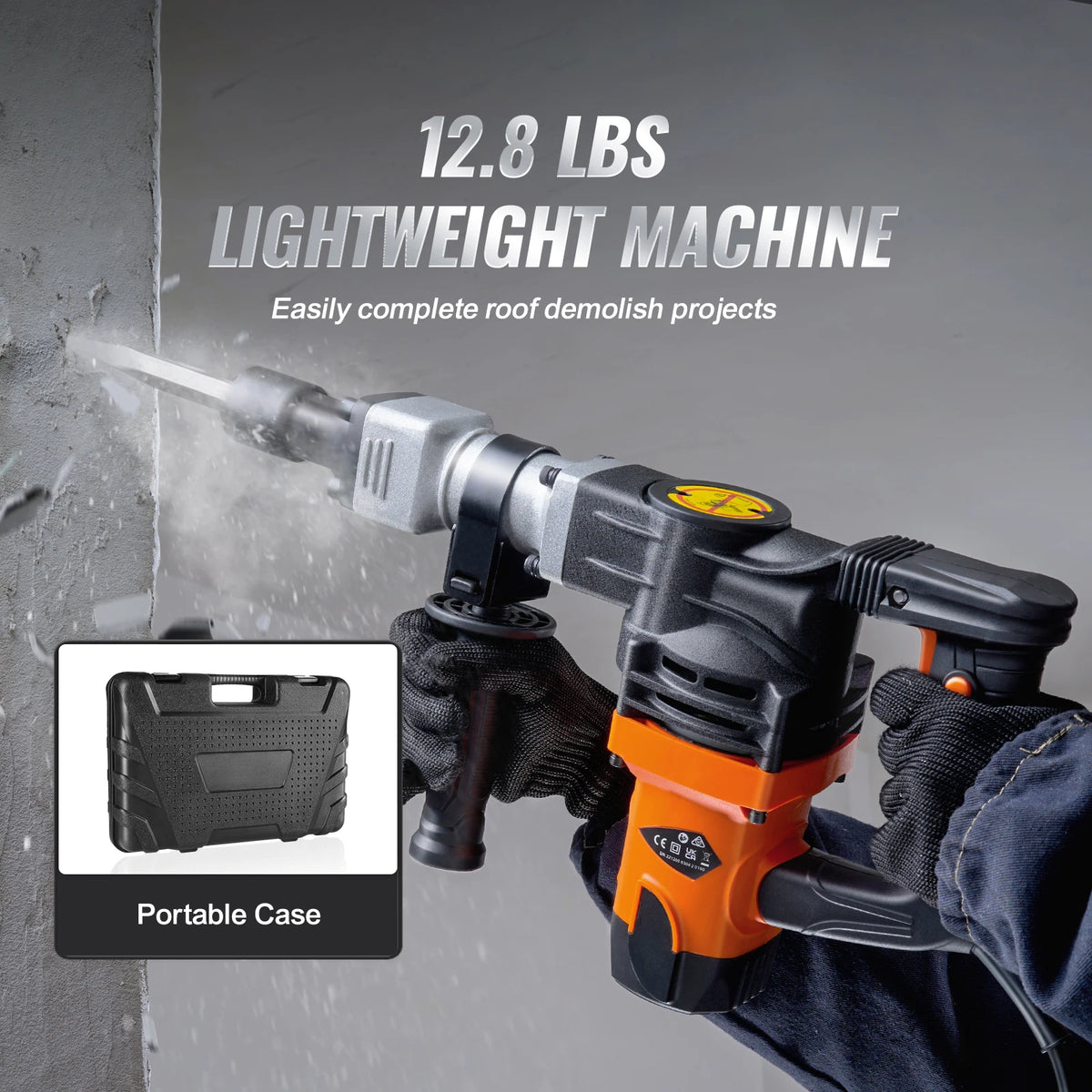 SucceBuy 1400W Demolition Jack Hammer Electric Jackhammer Heavy Duty 2900 BPM Concrete Breaker 2pcs Chisels Bits Chipping - TrendForce25