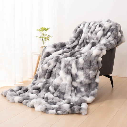 Faux Rabbit Fur Blanket for Bed,Thick & Warm Bed Blankets for Winter,Soft Cozy Fluffy Decorative Blankets for Bedroom