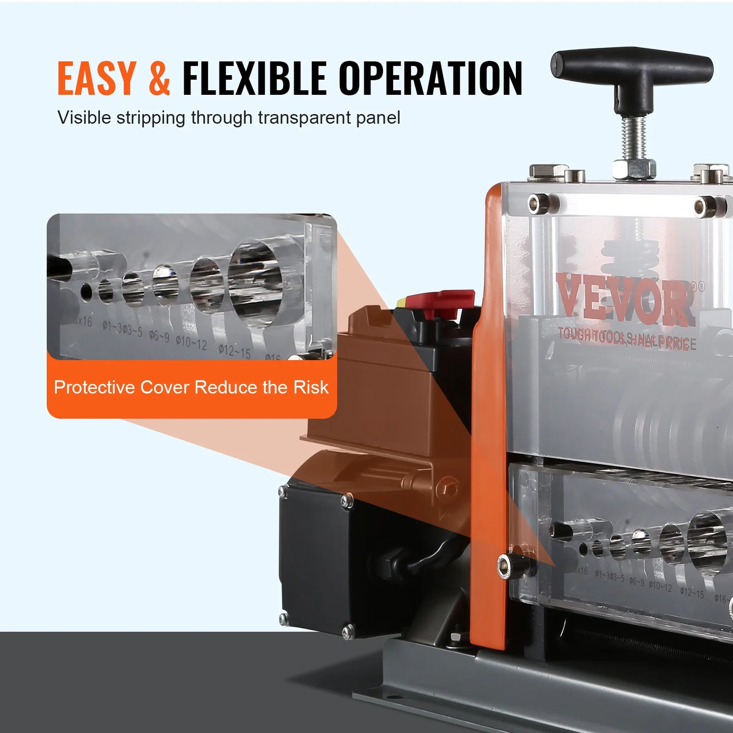 SucceBuy Electric Wire Stripping Machine 60W 1.5-25mm Visible Stripping Depth 6 Round 1 Flat Channels for Scrap Copper Recycling