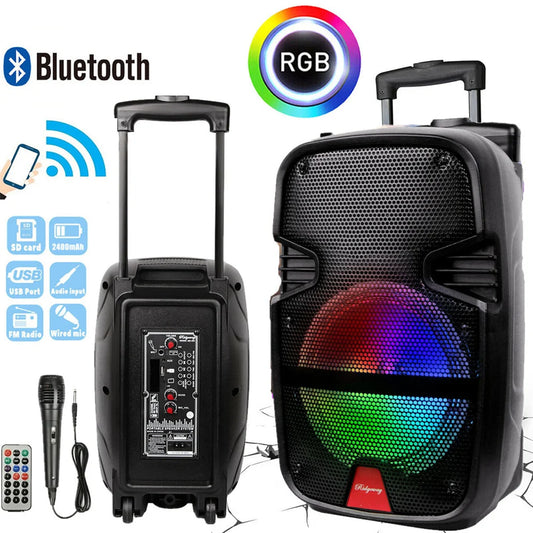 3000 Watts Wireless Portable Party Bluetooth Speaker With Microphone & Remote 8" Subwoofer High Quality Big Sound - TrendForce25