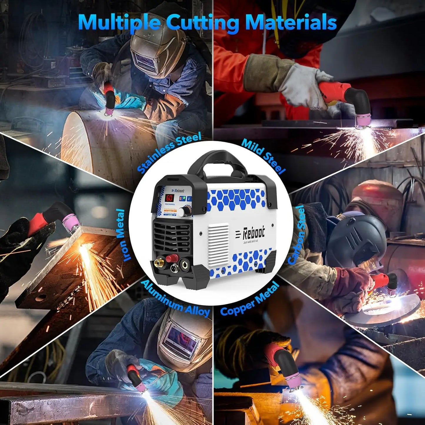 Reboot Plasma Cutter 60 Amp Pilot Arc Cutting Machine Non-Touch 1/2 inch (12mm) Clean Cut 3/4 inch (19mm) Severance Cut 110/220V - TrendForce25