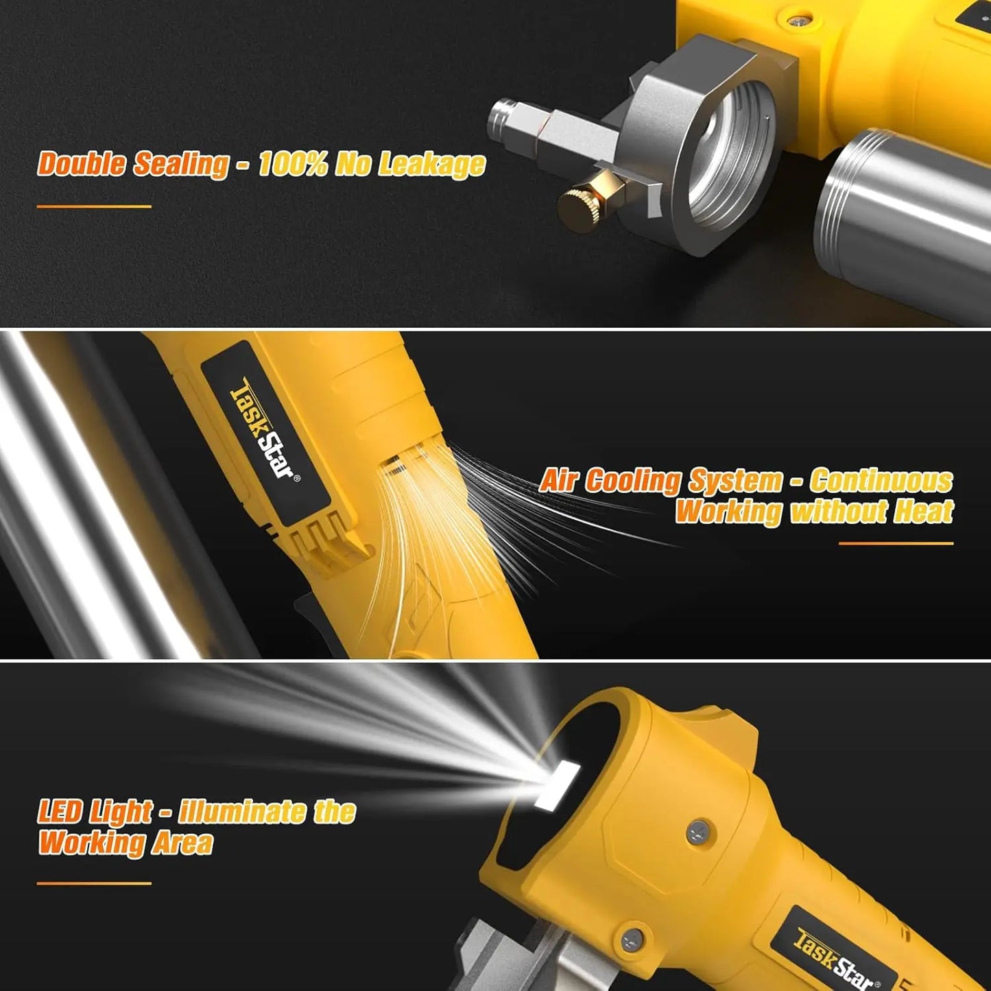 Taskstar Electric Grease Gun Kit with 39.4" Flexible Hose 10000 PSI Cordless Grease Gun with Super Bright LED Light Power Tools
