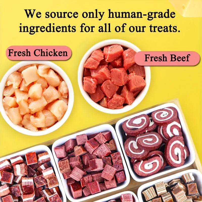 100g/3.53oz  Beef And Meat Cubes Dog Treats For Small, Medium, & Large Dog, Healthy, Easily Digestible - TrendForce25