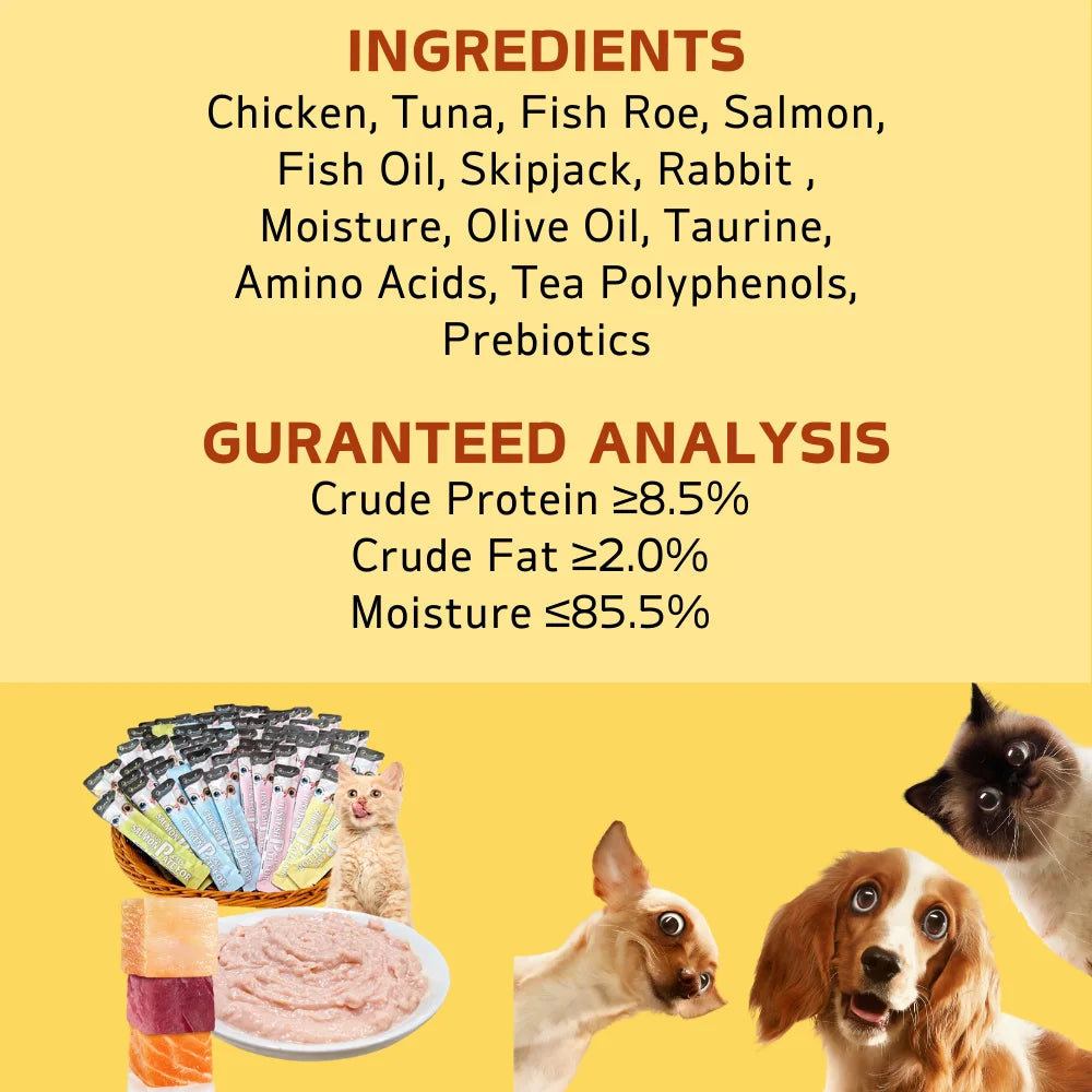 10.58oz(300g) Cat Stick, Chicken Flavor, Skipjack & Rabbit Flavor, Tunna & Fish Seed Flavor, Salmon & Fish Oil Flavor - TrendForce25