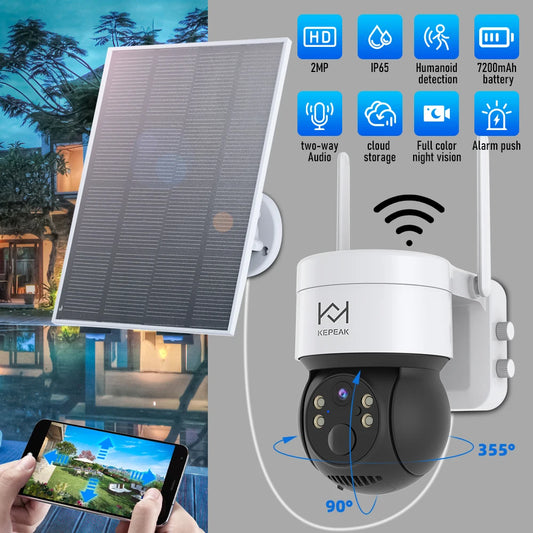 Built-in Battery Outdoor Wireless Solar IP Camera  WiFi PTZ 1080P Video Surveillance Long Time Standby Waterproof - TrendForce25