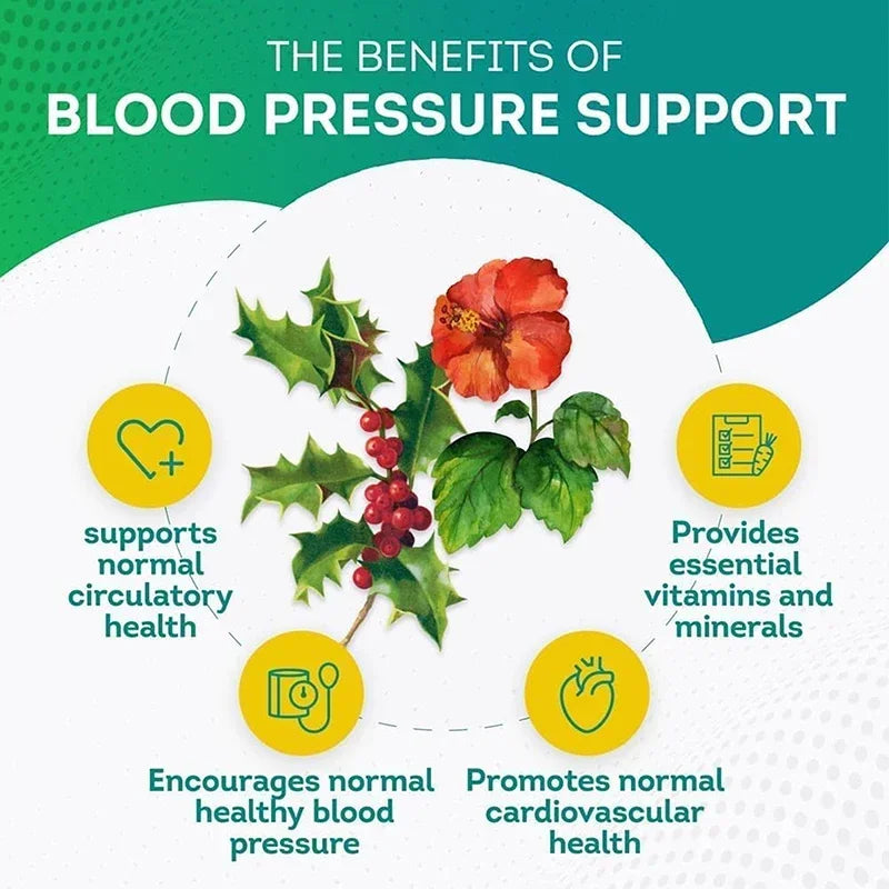Blood Pressure Support - Support Blood Flow, Digestive, Improve Heart and Vascular Health,Immune System - 120 Capsules ﻿