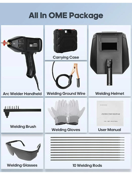 Handheld Welder Machine 110V Portable ARC Welding Machine 20-200Amp Digital Display IGBT Inverter With Welding Tool Set,Folding - TrendForce25