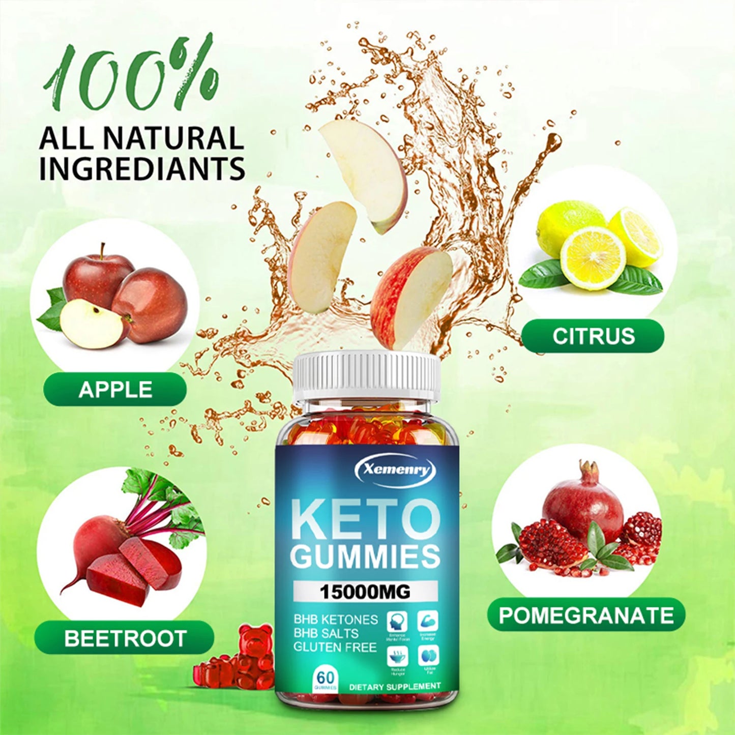 Keto Gummies - Burn Fat, Weight Management, Speed Up Metabolism, Digestive Health, Appetite Control - 60 Gummies