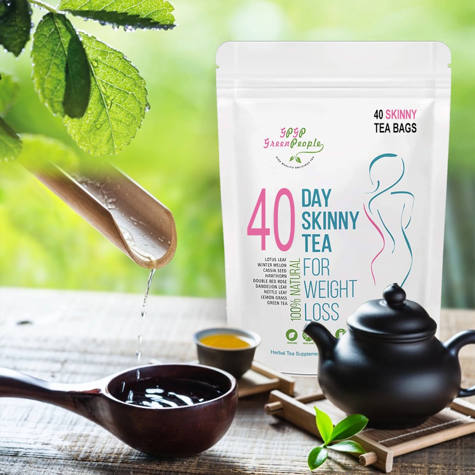 Natural 40 Days Herbal Skinny Detox Weight Loss Supplement No Caffeine Non-GMO Health Food Vitamins And Supplements - TrendForce25