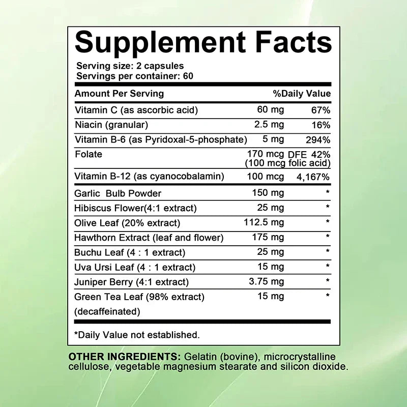 Blood Pressure Support - Support Blood Flow, Digestive, Improve Heart and Vascular Health,Immune System - 120 Capsules ﻿