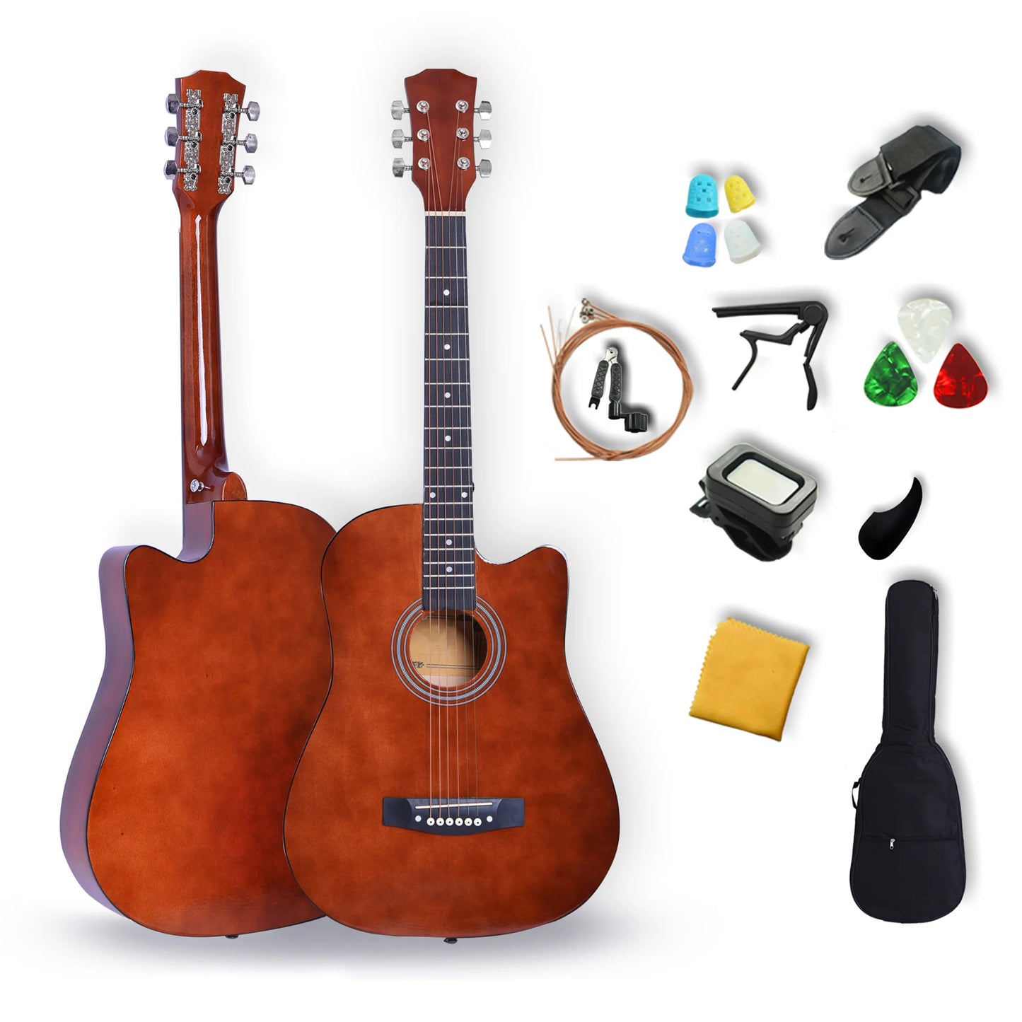 38 Inch Acoustic Guitar Set for Beginners Adults with Capo Picks Bag 6 Steel Strings Travel Guitar for Teens Guitar Accessories