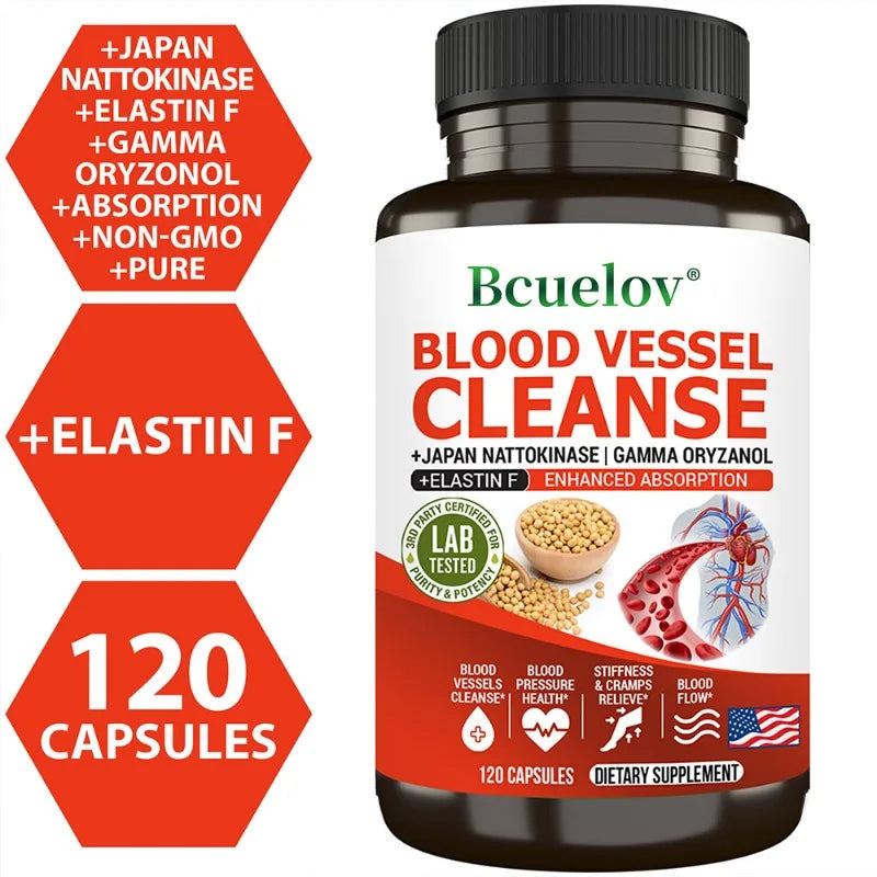 Vascular Cleanser, Helps Purify the Blood, Lowers Cholesterol, and Promotes Overall Cardiovascular Health, 120 Capsules - TrendForce25