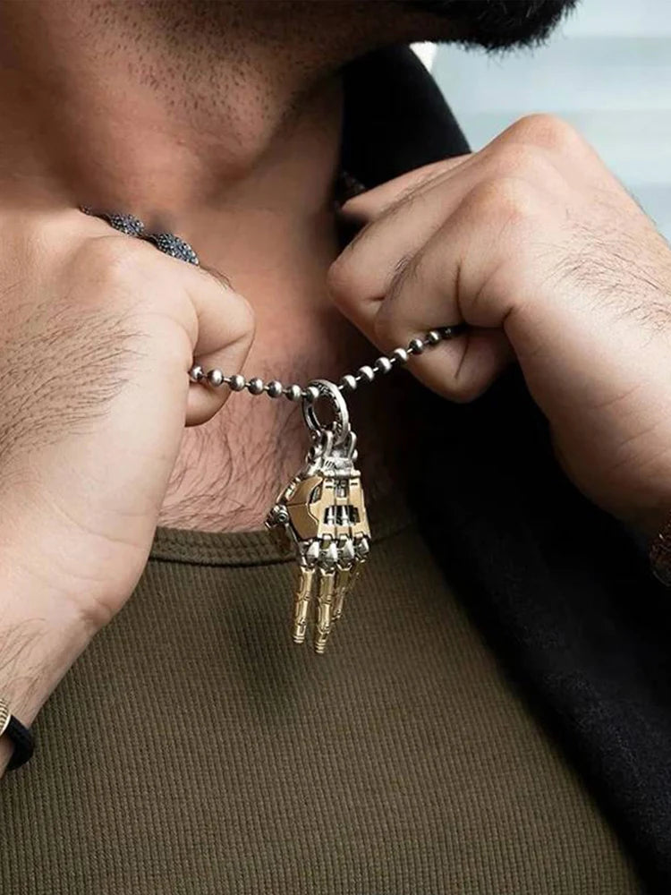 Robot Hand Pendant Movable Finger Joints Mechanical Bionic Hand Pendant Robot Hand Charm Jewelry for Men/Women