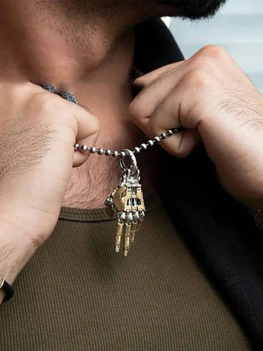Robot Hand Pendant Movable Finger Joints Mechanical Bionic Hand Pendant Robot Hand Charm Jewelry for Men/Women