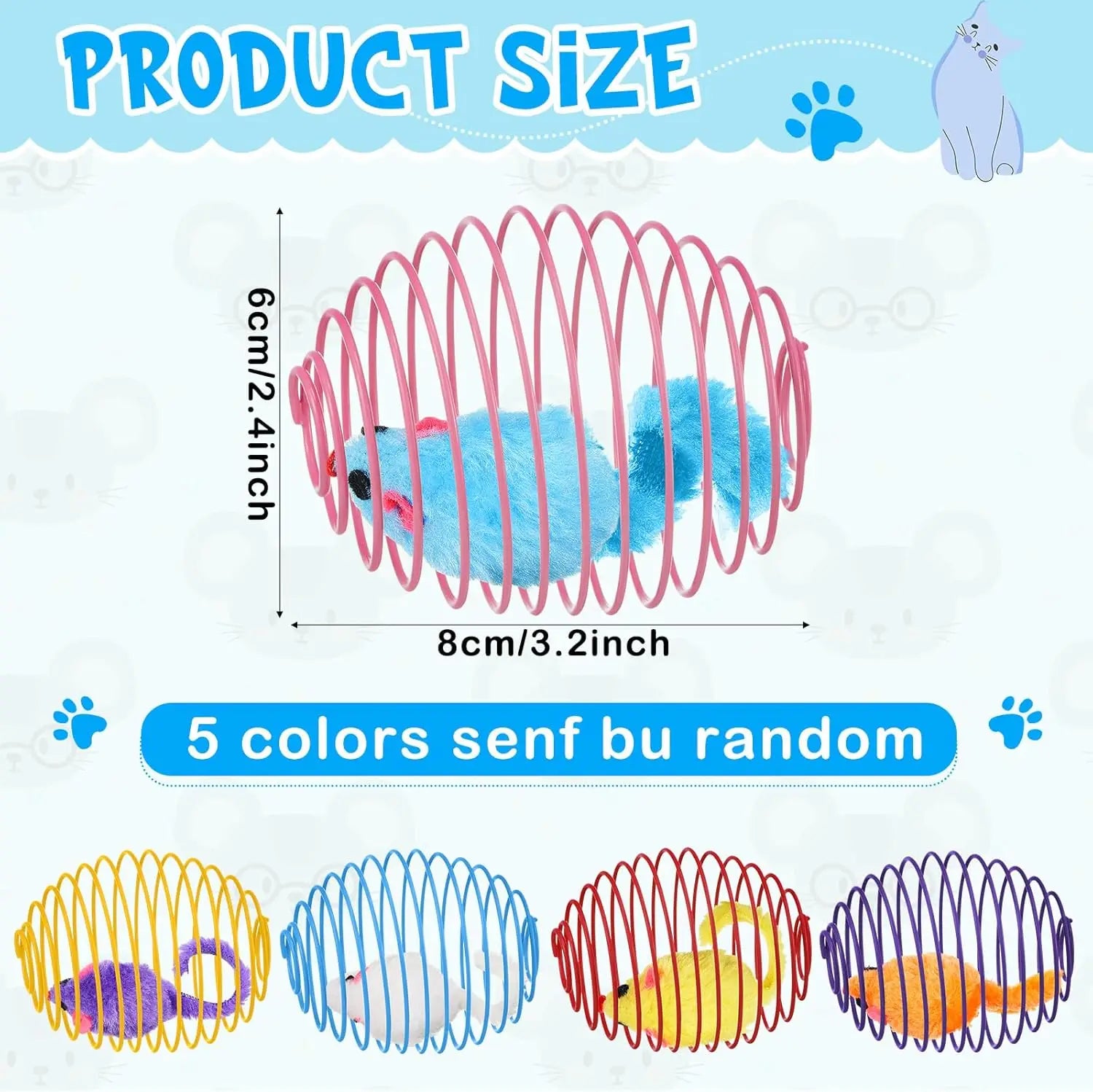 5 cat spring balls, stretchable spring toys, interactive rolling balls, colorful and interesting coil springs - TrendForce25