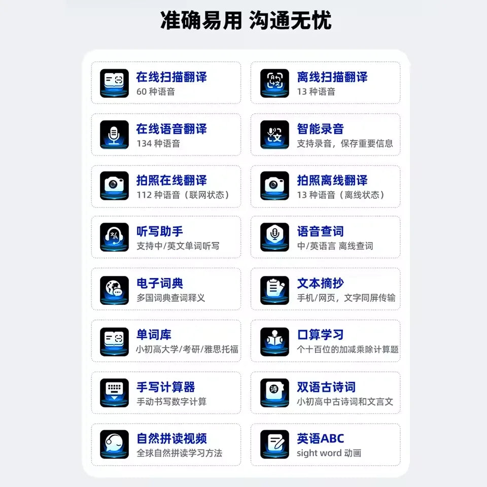 ﻿ GPT AI Translation Pen 150 Languages AI Scan Smart Translation Pen Offline Translation Point Reading Learning Voice Translator