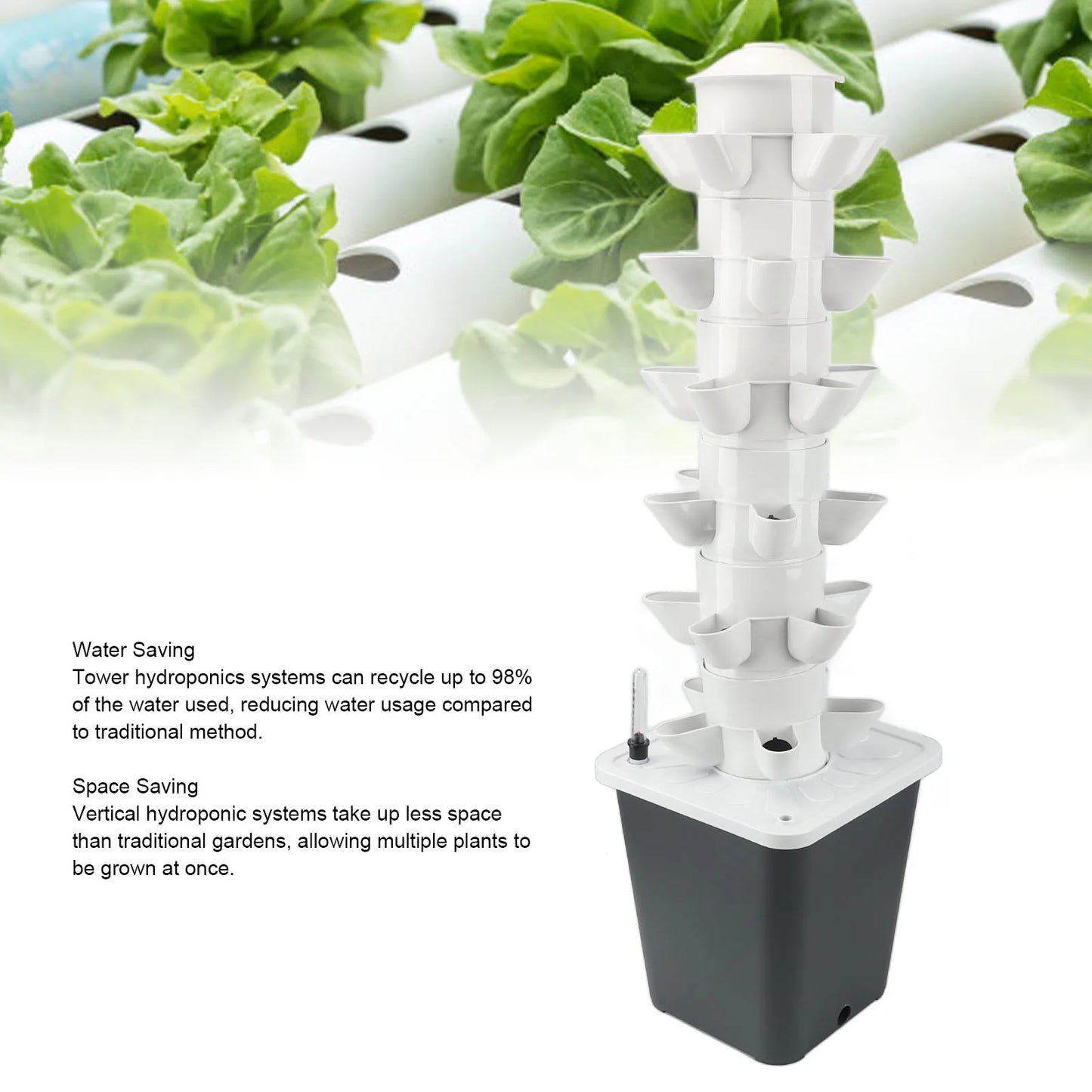 US Hydroponic Growing System Mini Indoor Outdoor Home Grow Herb Vertical Garden Tower 6 Tiers 30 Holes Vegetables Planter - TrendForce25