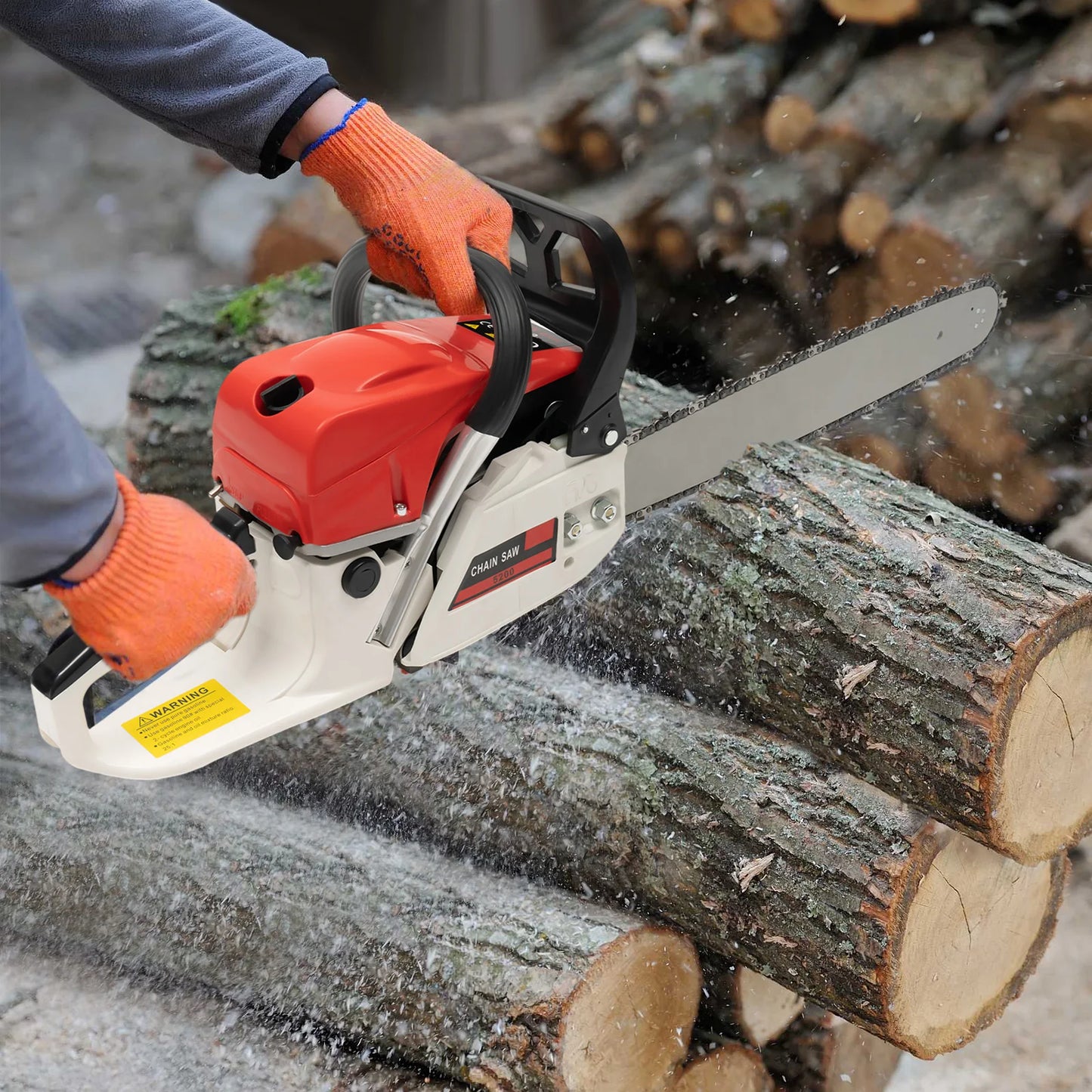 Gasoline Chainsaw with 52cc Engine, 20-inch Bar, and 7500RPM Speed for Heavy-Duty Cutting, Complete with Tool Bag - TrendForce25
