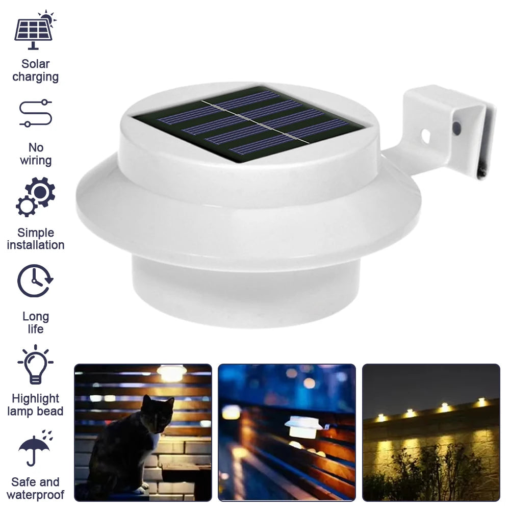 Outdoor Solar Gutter Lights 3 9 LEDs Fence Light Waterproof Security Lamps For Eaves Garden Landscape Pathway B solar lights