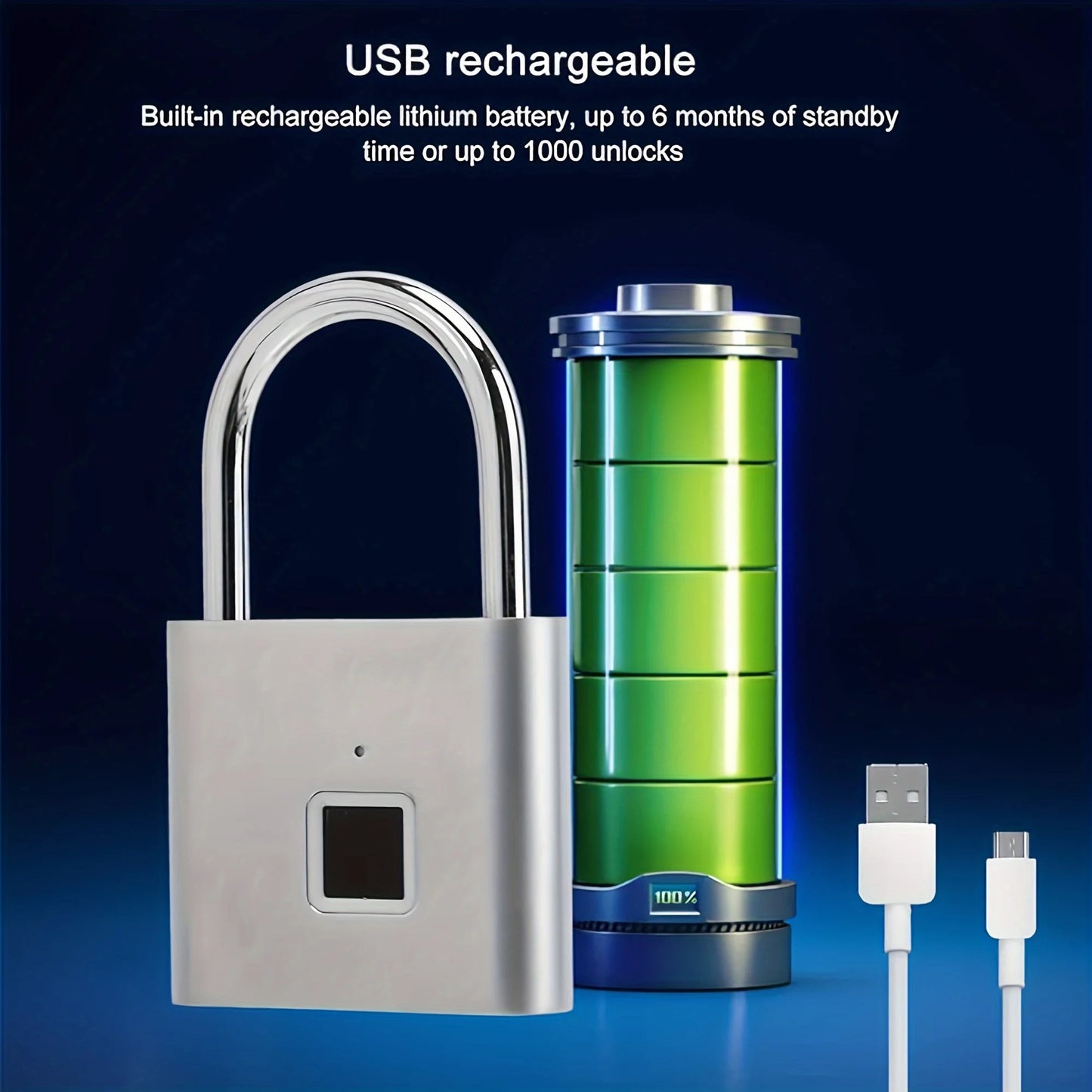 2 Pcs Perfect for Securing Suitcases and Luggage, Mini Smart Fingerprint Padlock, Anti-Theft Protection - TrendForce25