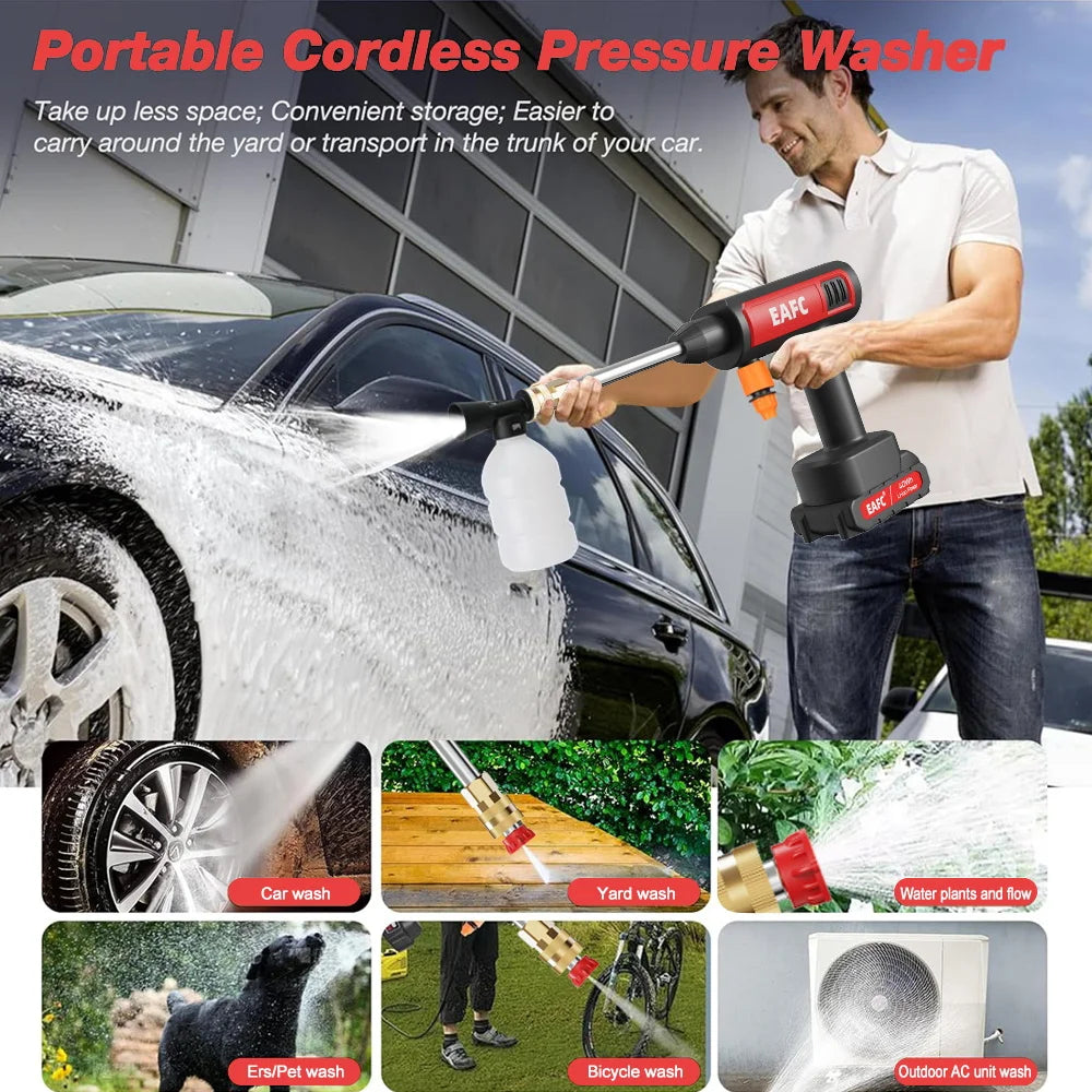 500W Portable High Pressure Car Washer Rechargeable Car Washing Gun Electric Water Gun Foam Machine for 21V Makita Battery