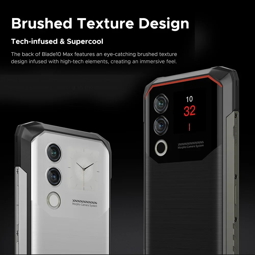 DOOGEE Blade10 Max Rugged Phone 6.56" 90Hz IPS Display 8GB 256GB 1.54" Rear Display 50MP AI Main Camera 10300mAh 18W Charge