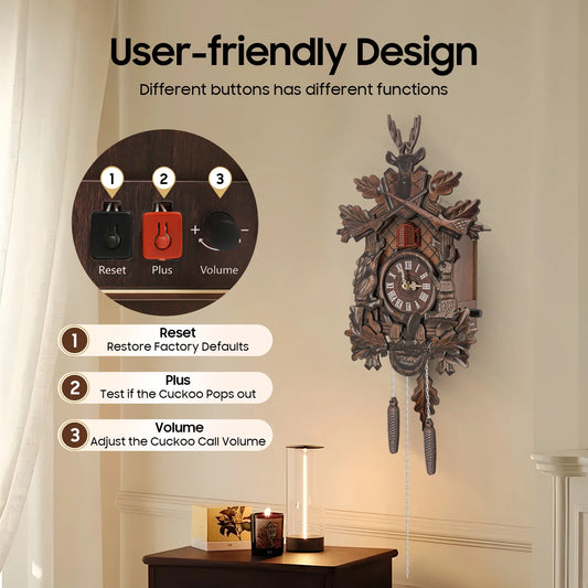 Cuckoo Wall Clock, Traditional Black Forest Cuckoo Clock Style Cuckoo Clock for Living Room, Bedroom, Study, Office, Gifts