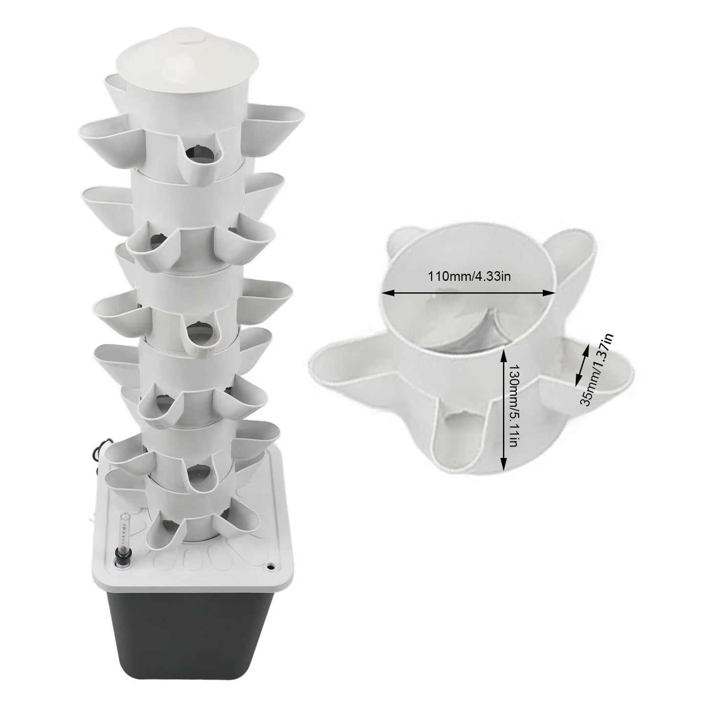 US Hydroponic Growing System Mini Indoor Outdoor Home Grow Herb Vertical Garden Tower 6 Tiers 30 Holes Vegetables Planter - TrendForce25