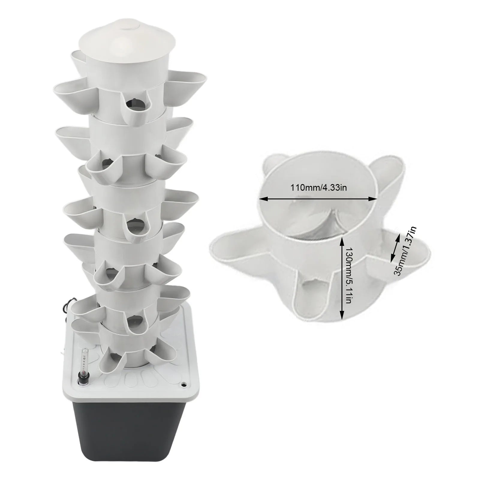 US Hydroponic Growing System Mini Indoor Outdoor Home Grow Herb Vertical Garden Tower 6 Tiers 30 Holes Vegetables Planter - TrendForce25