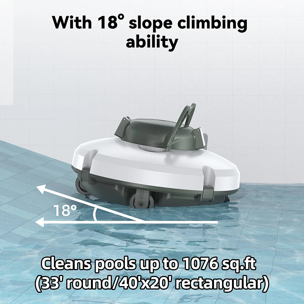 Redkey S100 Robotic Swimming Pool Cleaner IPX8 Waterproof 130-min Pool Vacuum Cleaner Self-Parking Pool Cleaner Pet-friendly