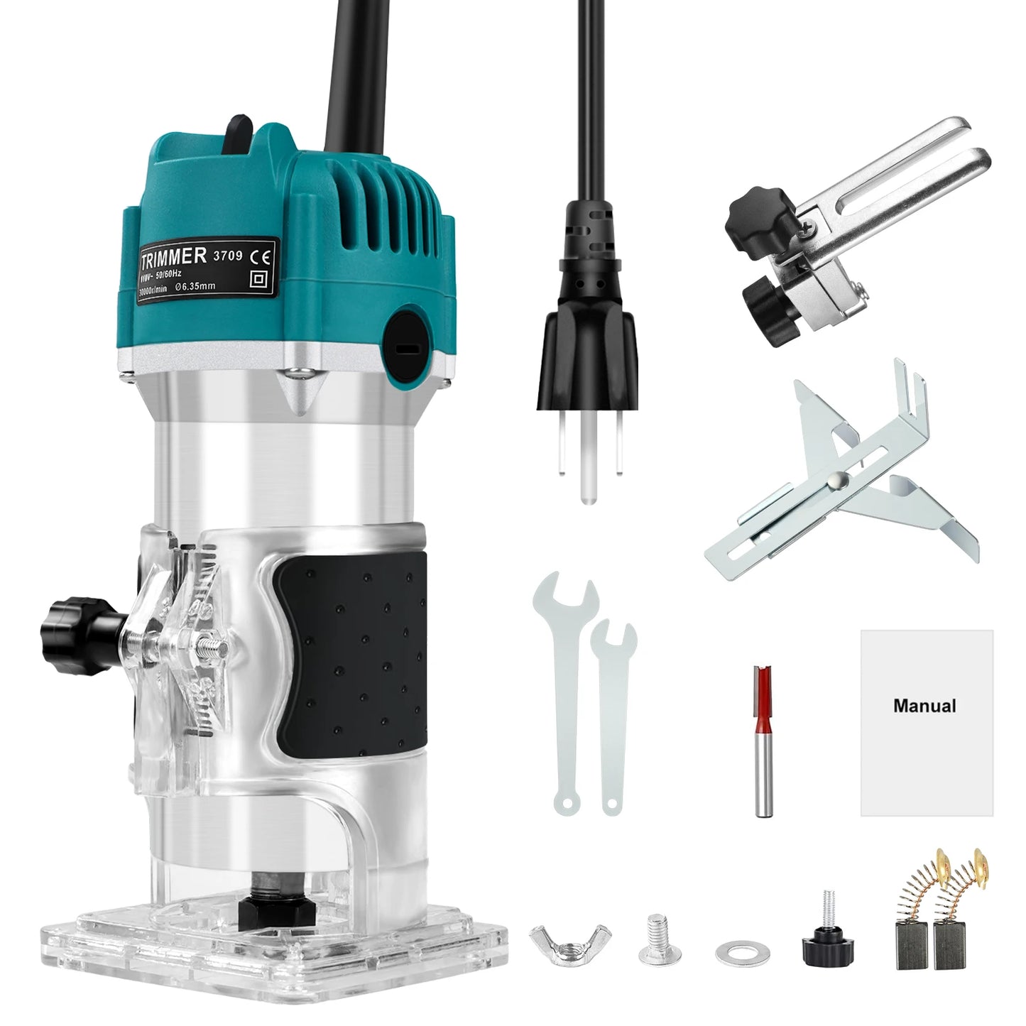 Electric Trimmer Wood Router Woodworking Trimming Milling Engraving Slotting Machine US 110V Linear guide rail - TrendForce25