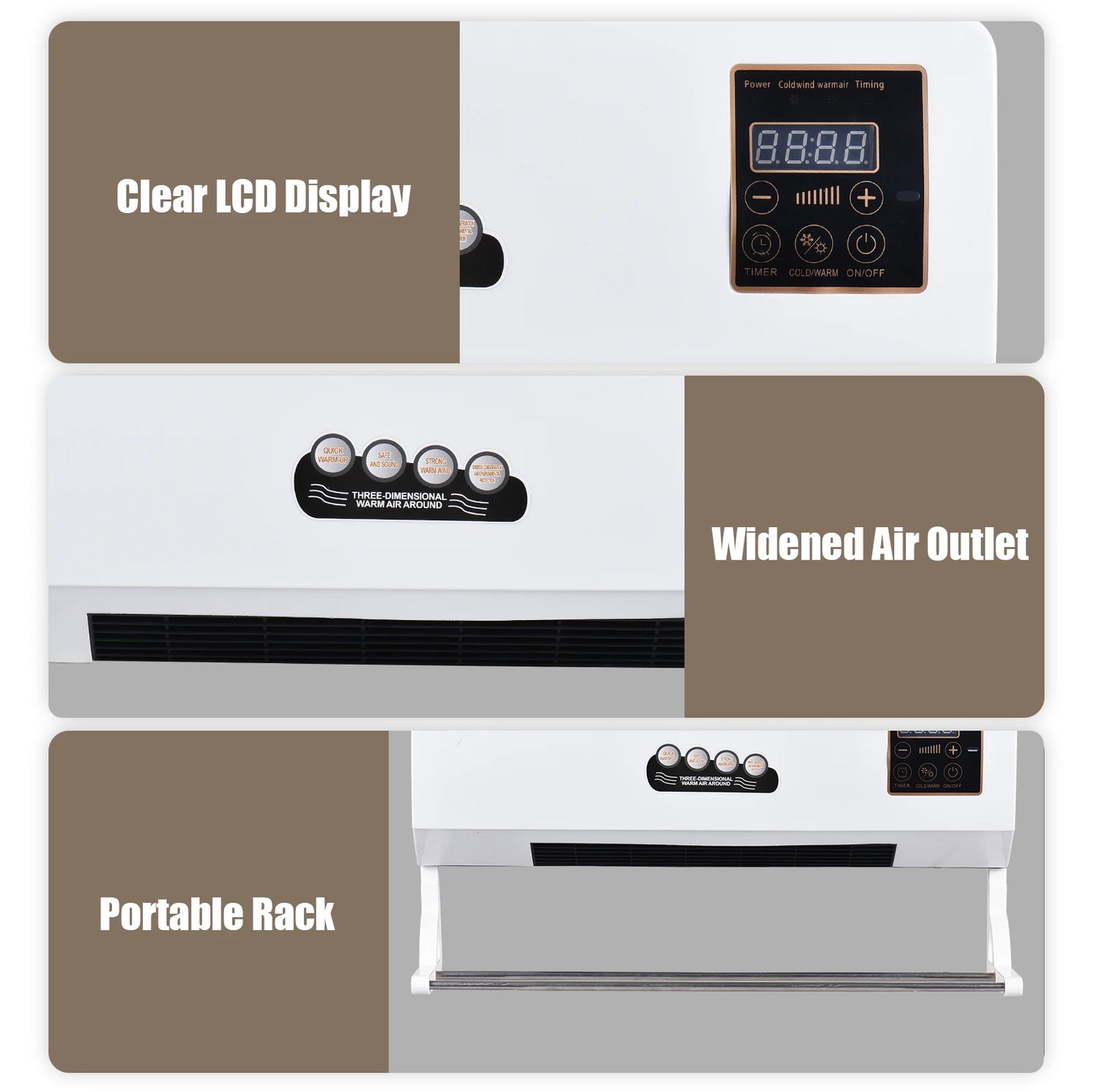 2-in-1 Air Conditioner Heater and Fan Combo Timing Wall Mounted Electric Fan and Space Heater Remote Control for Dormitory Home - TrendForce25