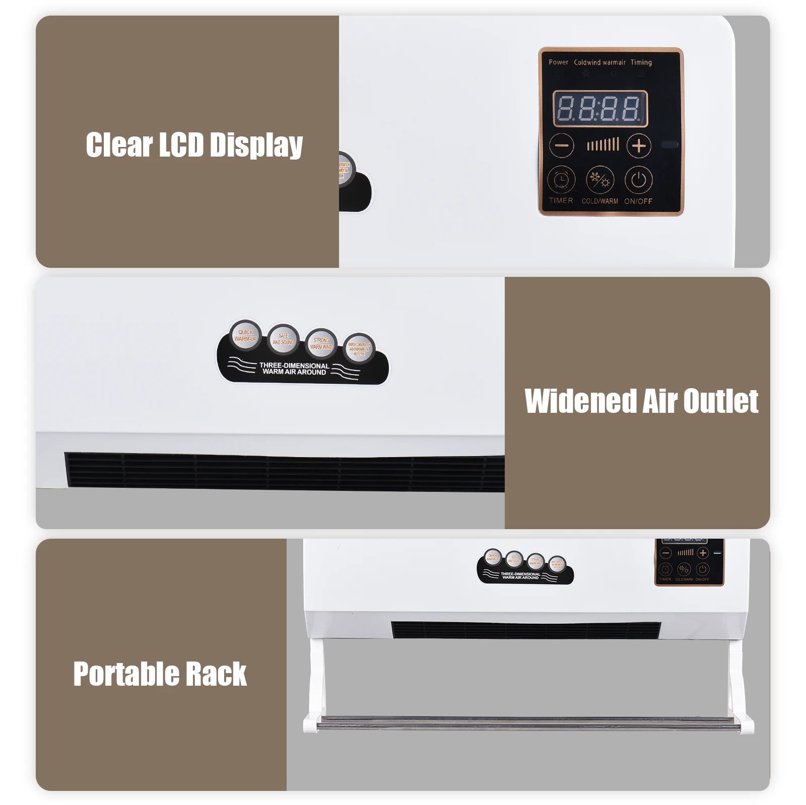 2-in-1 Air Conditioner Heater and Fan Combo Timing Wall Mounted Electric Fan and Space Heater Remote Control for Dormitory Home - TrendForce25