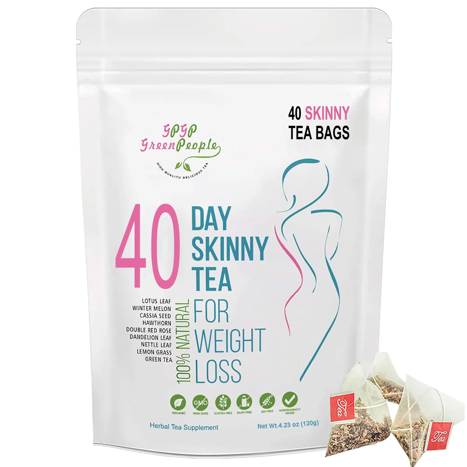 Natural 40 Days Herbal Skinny Detox Weight Loss Supplement No Caffeine Non-GMO Health Food Vitamins And Supplements - TrendForce25