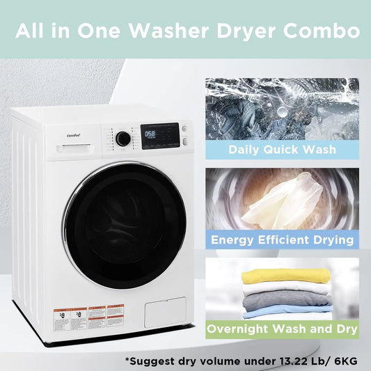 COMFEE’ 24"Washer and Dryer Combo 2.7cu.ft 26lbs Washing Machine Steam Care, Overnight Dry, No Shaking Front Load Full-Automatic - TrendForce25