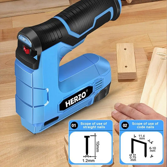 HERZO 3.7V Nail Gun Kit Cordless Portable Brad Nail Stapler Gun Tacker