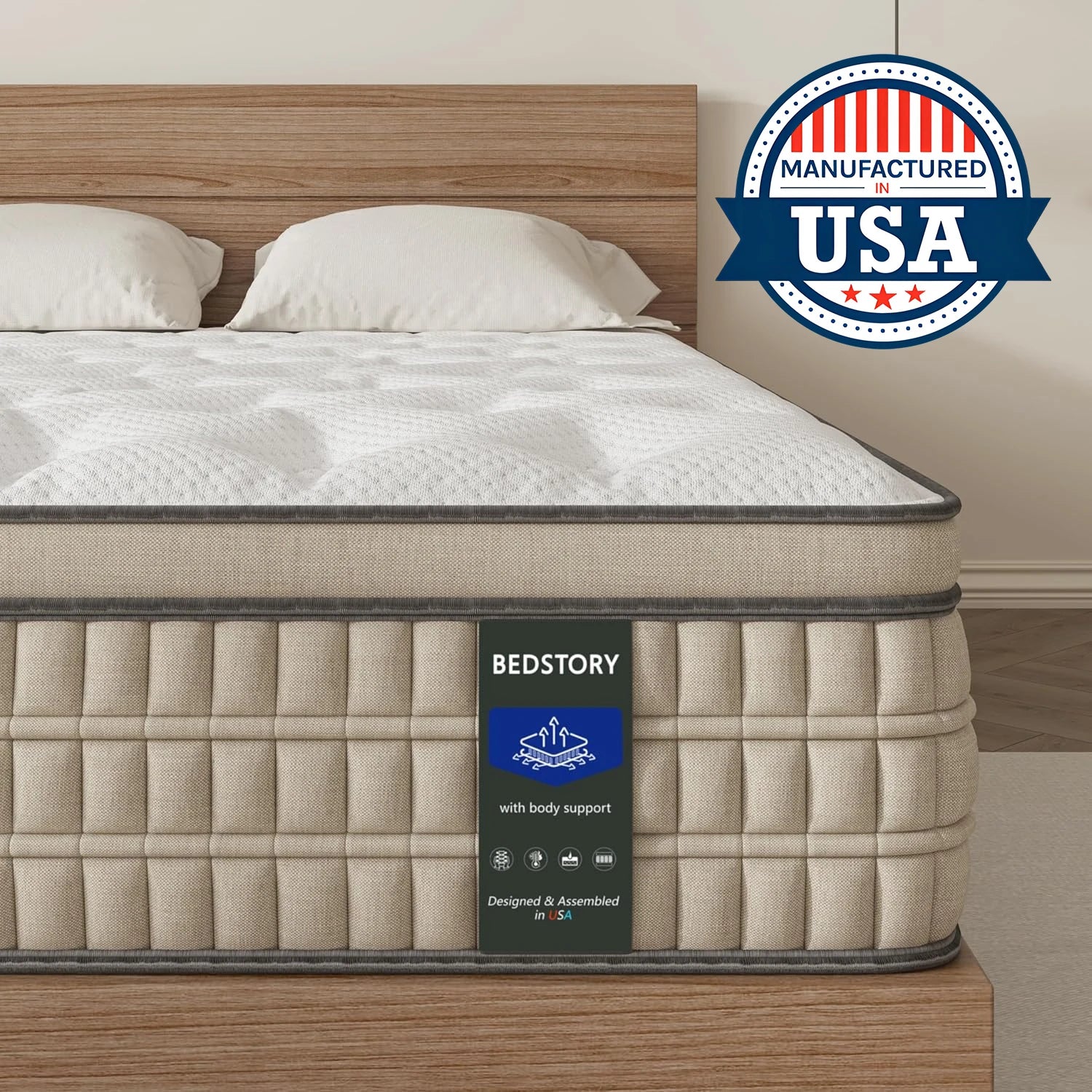 BedStory 12 Inch Full/King Hybrid Gel Memory Foam Mattress, Queen Size Mattress with Breathable Fabric for Comfortable Sleep - TrendForce25