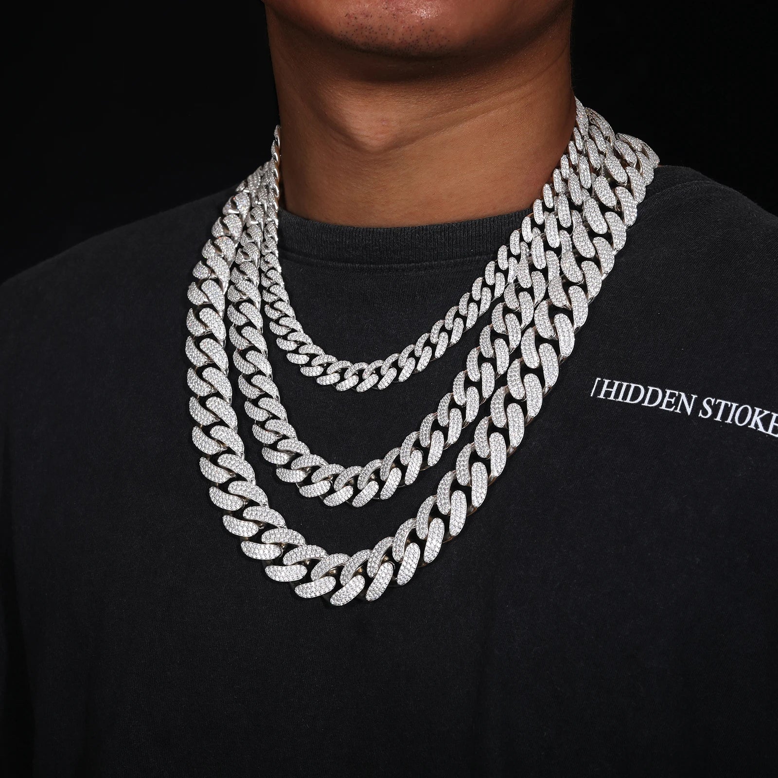D VVS Moissanite 8-20mm S925 Sterling Silver Cuban Link Bracelet Miami Chain Necklace For Men Singer Style Rap Hip Hop Jewelry - TrendForce25