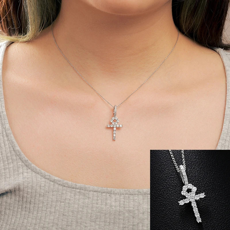 Exquisite Fashion 925 Sterling Silver Cross Pendant Moissanite Pendant Necklace For Men Women Hip Hop Jewelry Wholesale 2022 New - TrendForce25