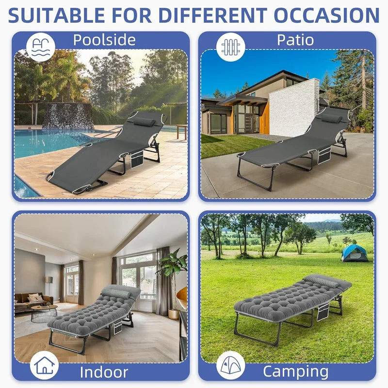 Camping Cot with Mattress, 4-Position Folding Camping Bed Hold up 330lbs, Portable Sleeping Cot for Camp, Beach, Patio - TrendForce25