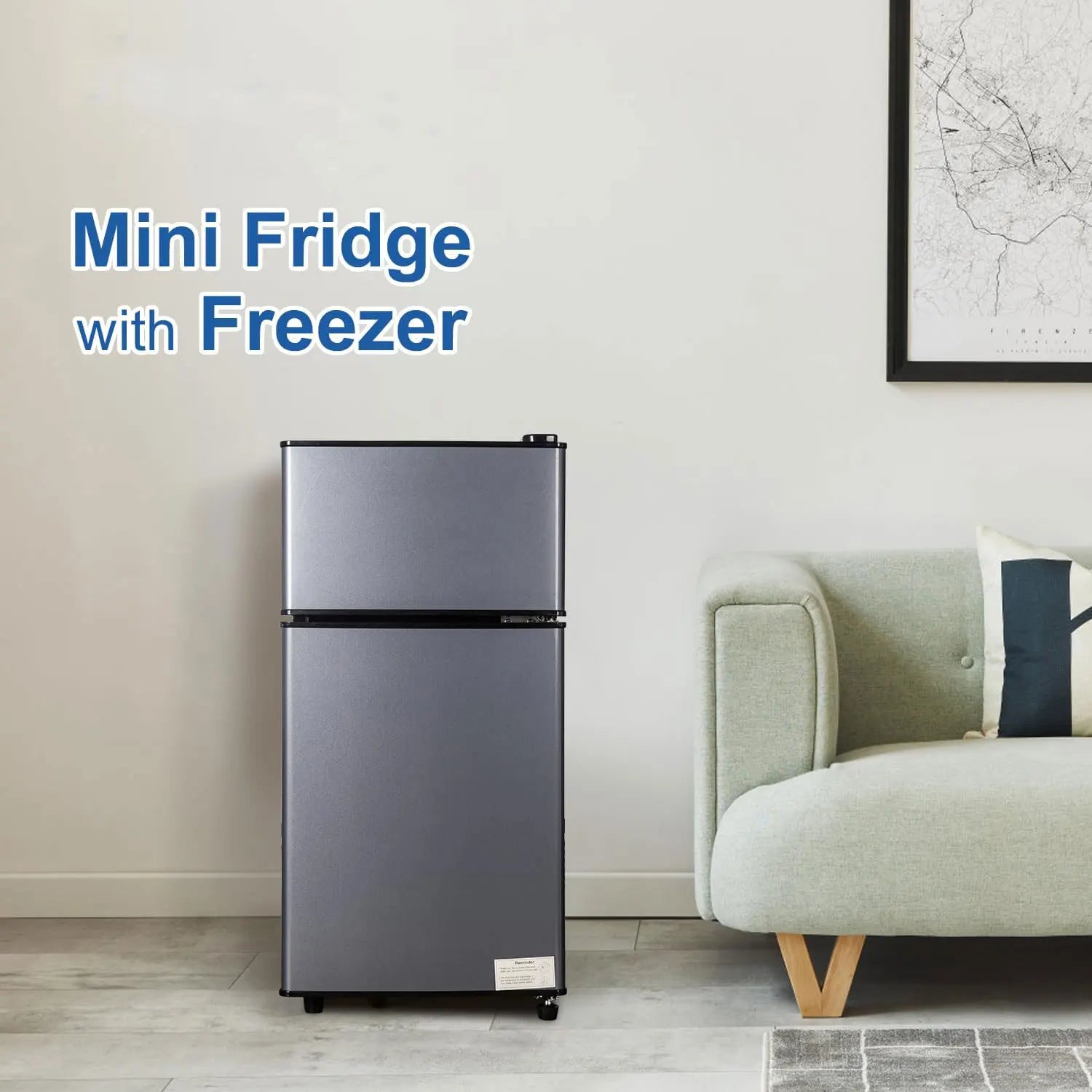 Mini Fridge with Freezer, 2.9 Cu.Ft Small Fridge, Energy Saving, Low Noise,7 Adjustable Thermostat, Double Door  Refrigerator - TrendForce25