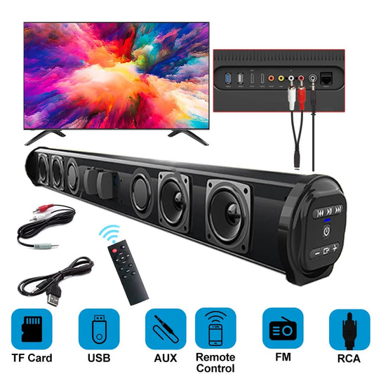 2024 Soundbar Sound Wireless Bluetooth Car Computer Speaker Stereo Tv Home Theater Sombar For 3.5mm Output PC - TrendForce25