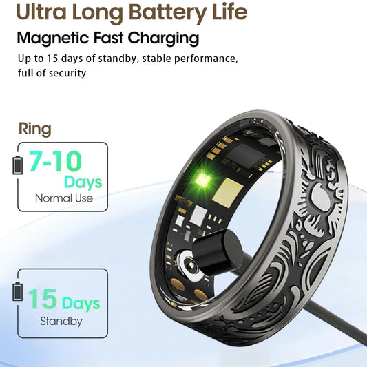 smart vintage ring integrates design with modern technology, offering a stylish and practical wearable device.black - TrendForce25