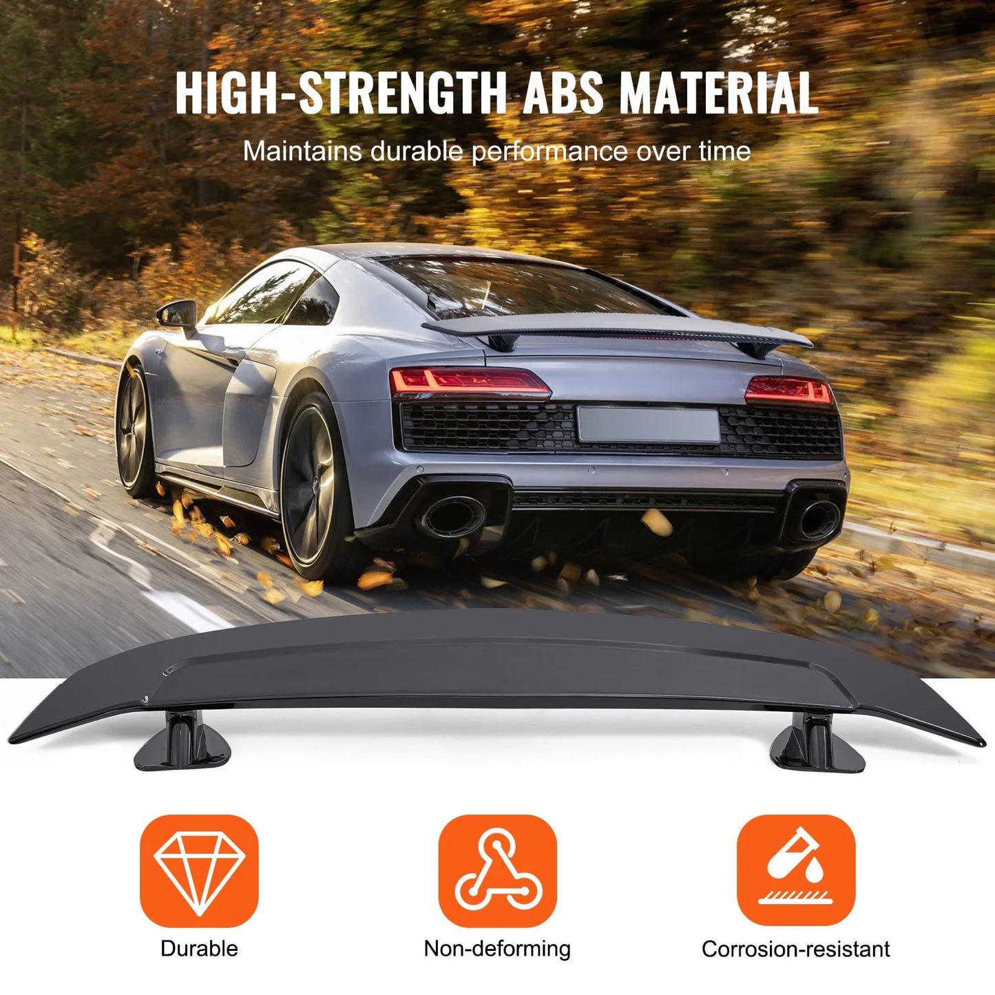 VEVOR GT Wing Car Spoiler 46.3 inch Universal Spoiler Compatible with most Sedans and Coupes High Strength ABS Material Black